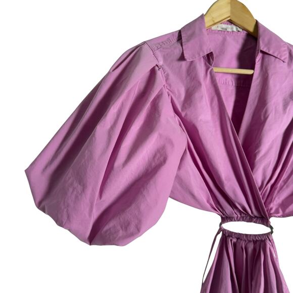 Jonathan Simkhai Aulora Pink Cut Out Short Sleeve A-Line Mini Dress Size Small - Picture 9 of 16